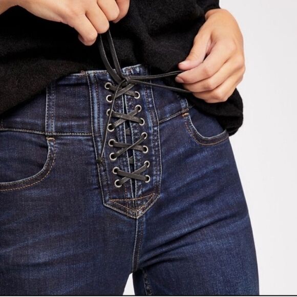 FREE People CRVY High Rise Lace Up Skinny Jeans sz 27 - Picture 13 of 14